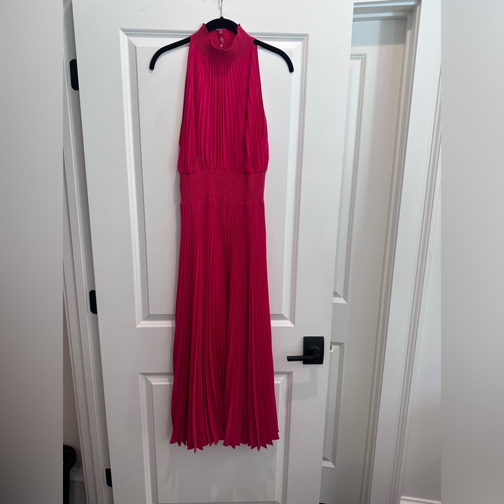 MARINA Vibrant Pink Pleated Dress